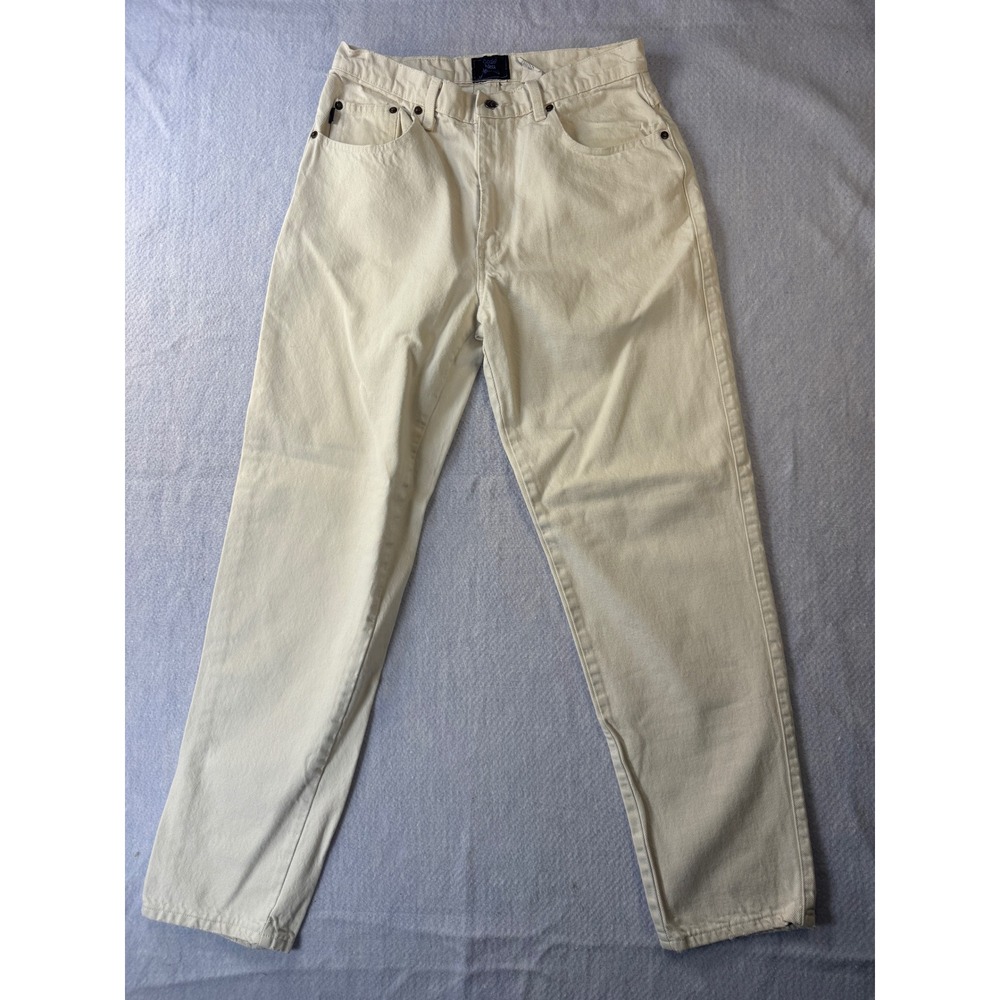 Code Bleu Jeans Vintage High Waisted Tapered Leg Denim Cream Off White 33x32